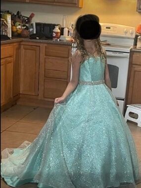 Ritzee Girl mint sparkly pageant dress little girl size 8